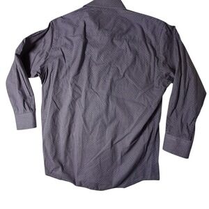 Stacy Adams Button Down Shirt Men's XL 17-17.5 Navy Blue Excellent Geometric